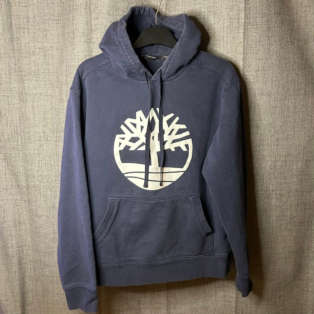 Timberland Big Logo Hoodie Women's Size Medium Navy